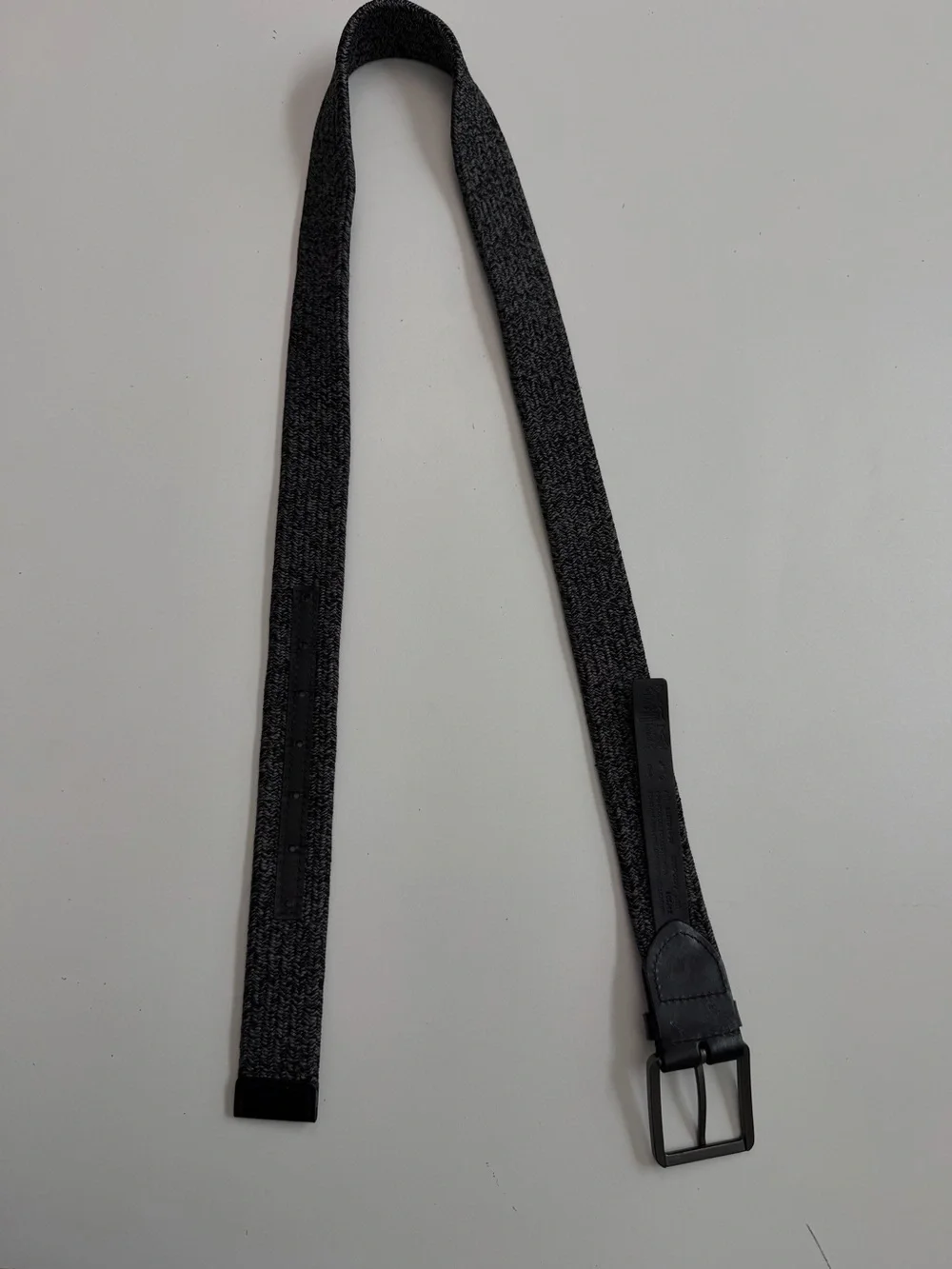 Levis Belt Stretch Knit Leather Gunmetal Buckle Casual Everyday Black Grey 42
